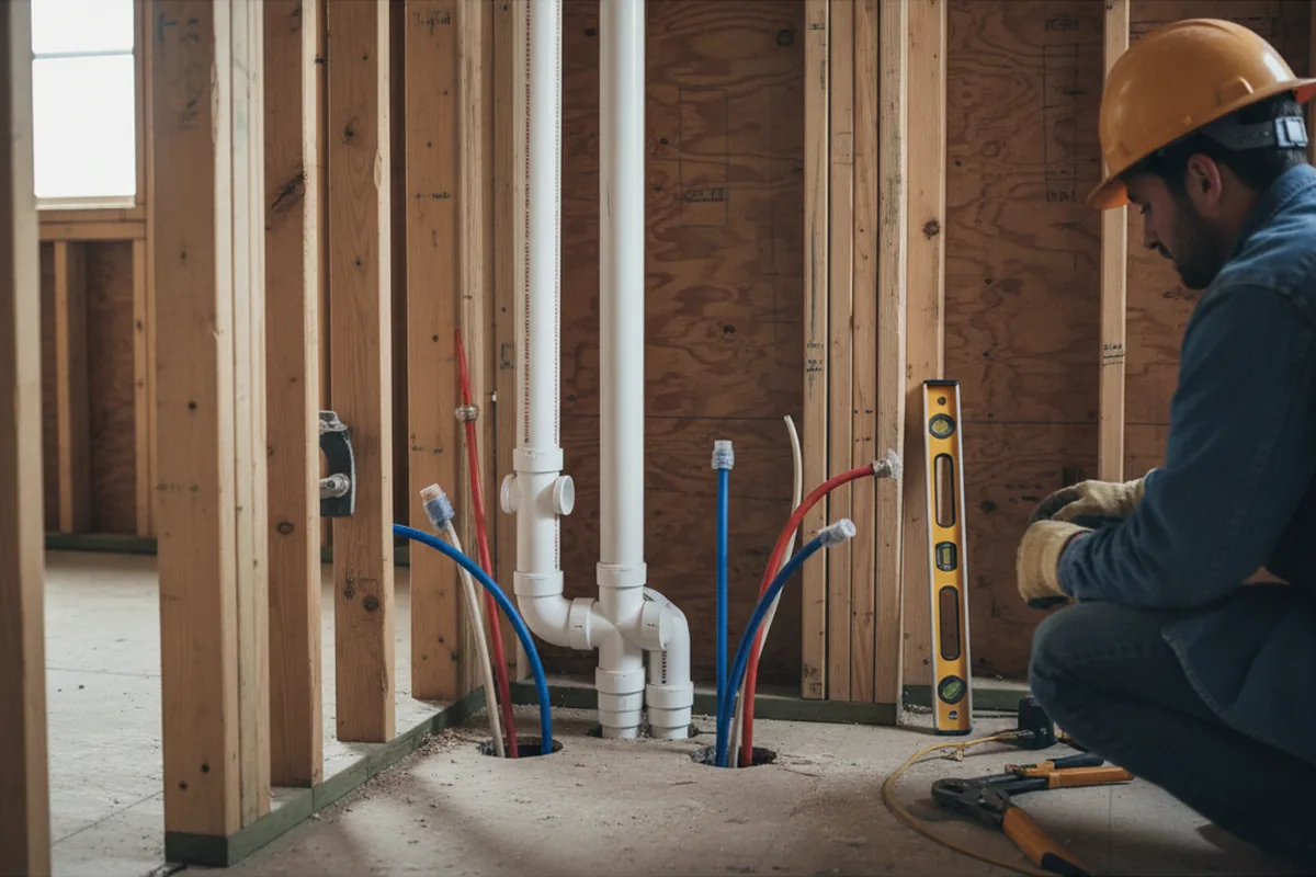 Drain and supply rough-in during Toilet Repair and Installation in Buffalo Grove